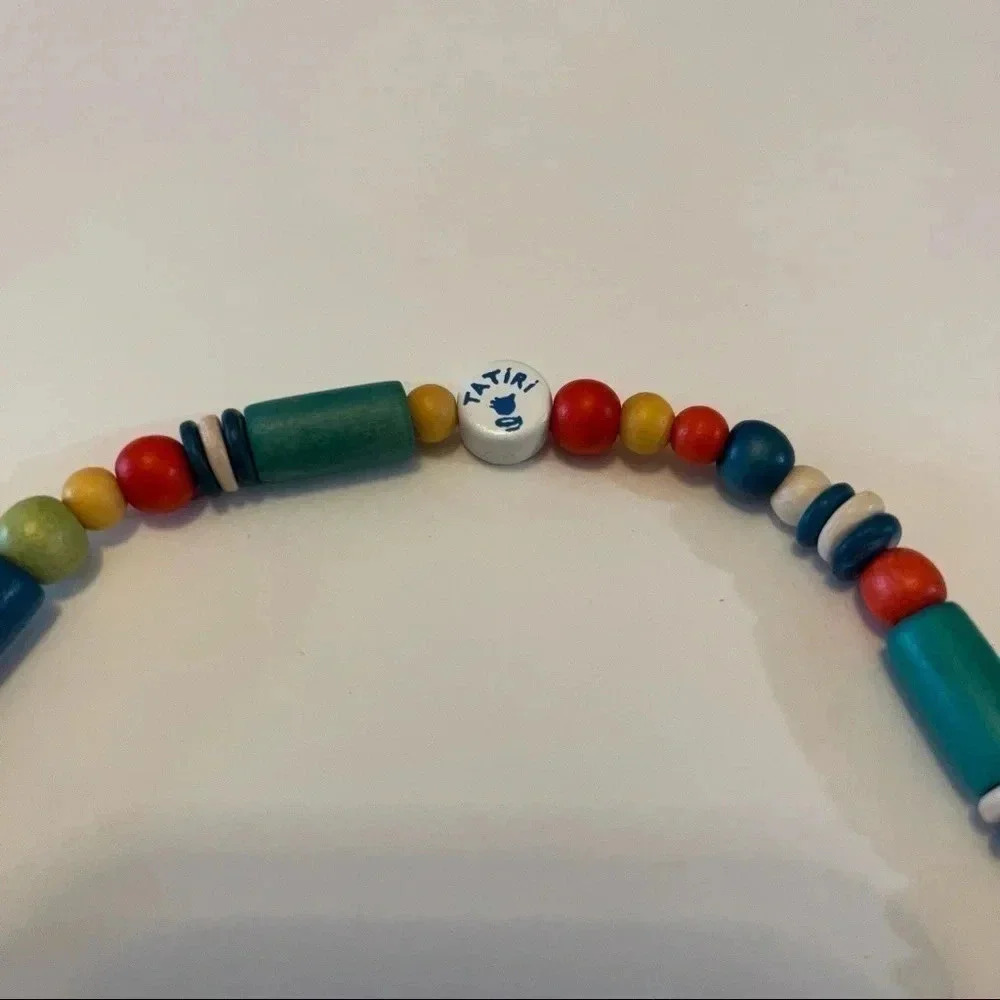 Vintage Signed Tatiri Fashion Hand Crafted Wooden Cat Tail Dangle Necklace RARE - Picture 6 of 7